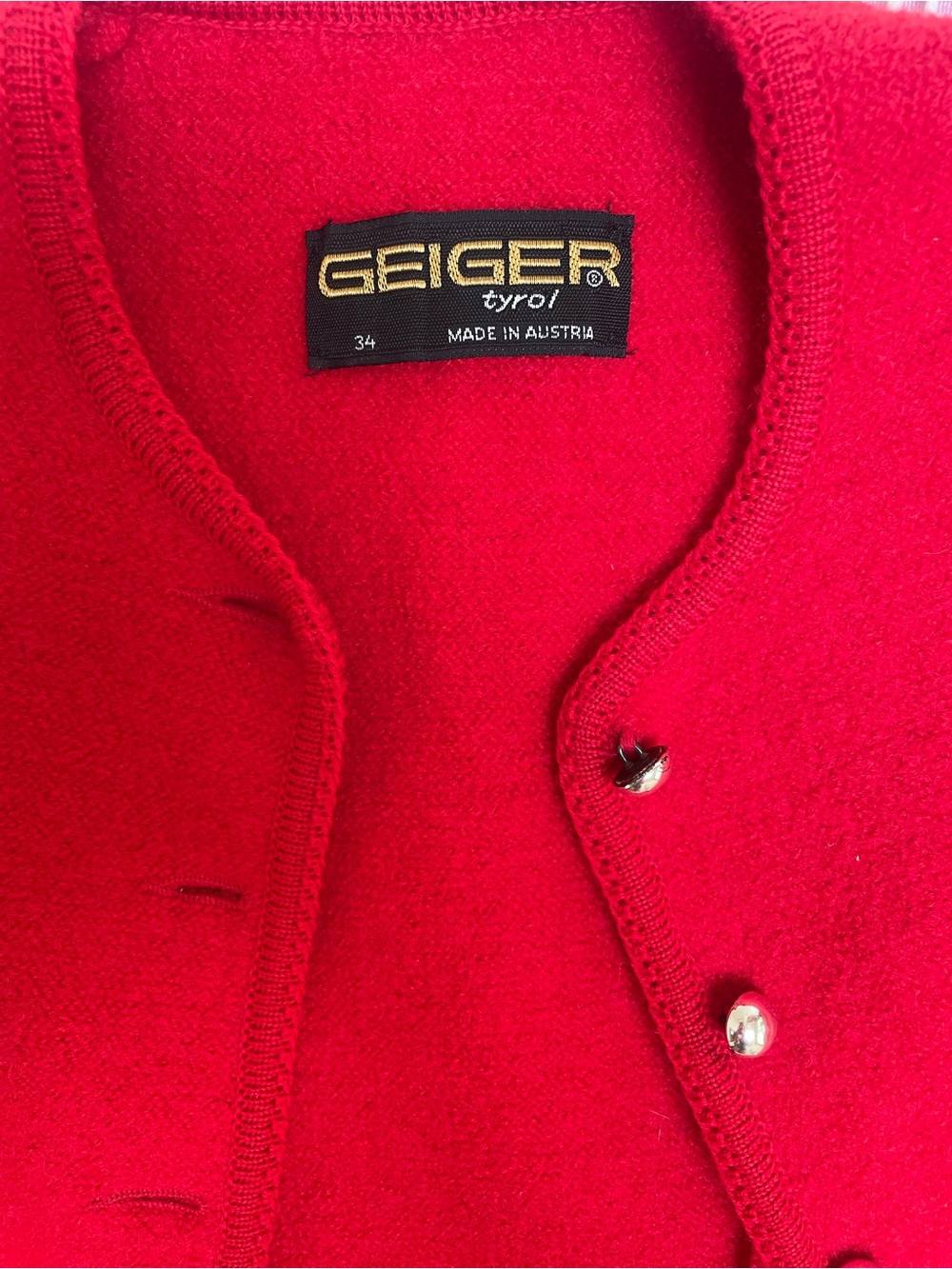 Geiger 100% Wool Hunting Red Cardigan small - Picture 2 of 9